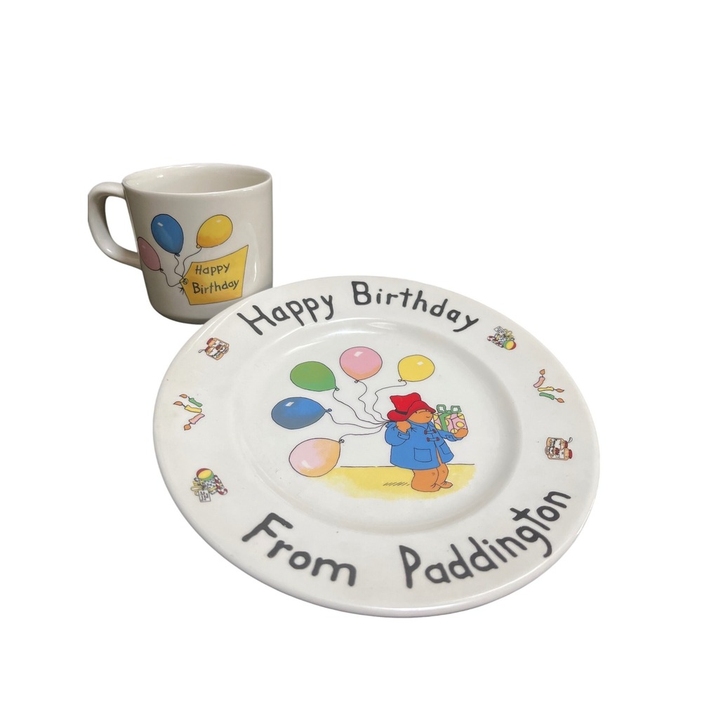 Vintage 1983 Coalport Paddington Bear Happy Birthday Mug and Plate Set England